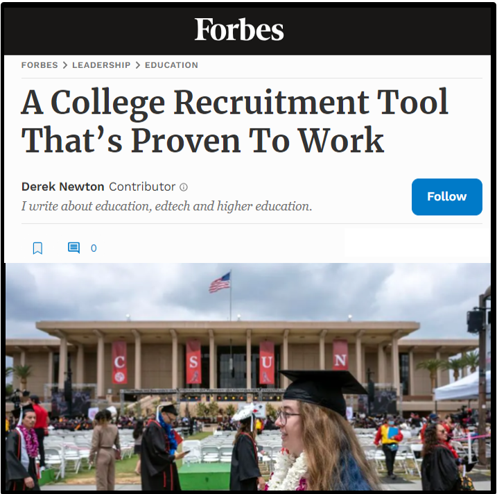 Forbes article featuring Nearpeer student recruitment software success