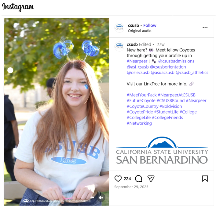 CSUSB Nearpeer on Insta